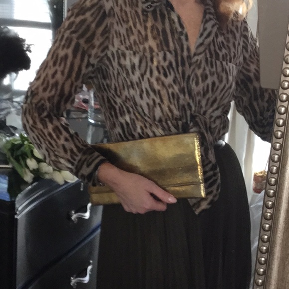 BANANA REPUBLIC BRONZE SLIM CLUTCH BAG - NWTags - Picture 7 of 7